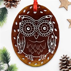 Owl Abstract Funny Pattern Oval Filigree Ornament (two Sides) by Nexatart