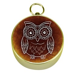 Owl Abstract Funny Pattern Gold Compasses by Nexatart