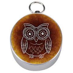 Owl Abstract Funny Pattern Silver Compasses by Nexatart