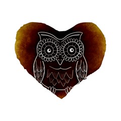 Owl Abstract Funny Pattern Standard 16  Premium Flano Heart Shape Cushions by Nexatart