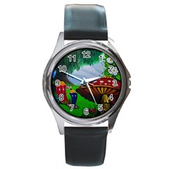 Kindergarten Painting Wall Colorful Round Metal Watch by Nexatart