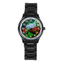 Kindergarten Painting Wall Colorful Stainless Steel Round Watch