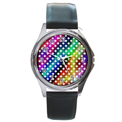 Pattern Template Shiny Round Metal Watch by Nexatart