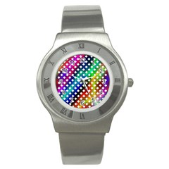 Pattern Template Shiny Stainless Steel Watch by Nexatart