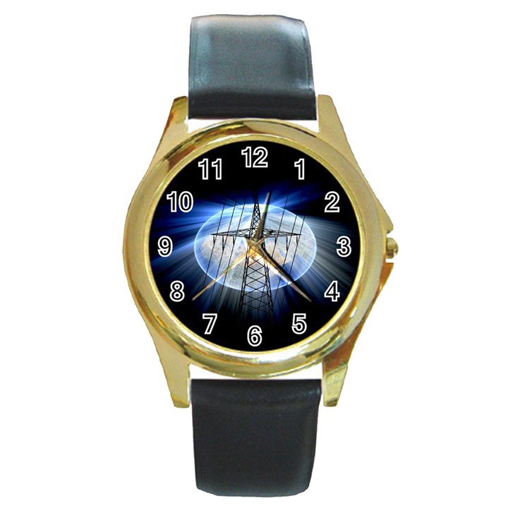 Energy Revolution Current Round Gold Metal Watch