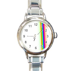 Rainbow Side Background Round Italian Charm Watch