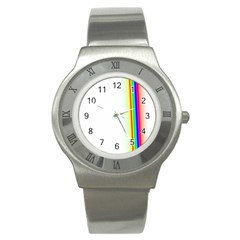 Rainbow Side Background Stainless Steel Watch