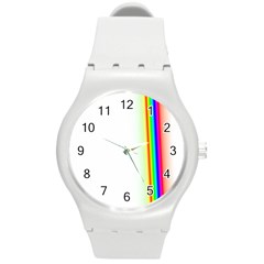 Rainbow Side Background Round Plastic Sport Watch (m)