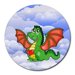 Dragon Heart Kids Love Cute Round Mousepads by Nexatart