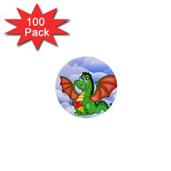 Dragon Heart Kids Love Cute 1  Mini Buttons (100 Pack)  by Nexatart