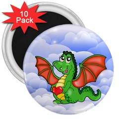 Dragon Heart Kids Love Cute 3  Magnets (10 Pack)  by Nexatart