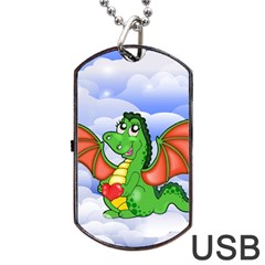 Dragon Heart Kids Love Cute Dog Tag Usb Flash (one Side) by Nexatart