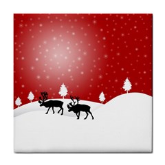 Reindeer In Snow Tile Coasters