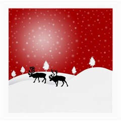 Reindeer In Snow Medium Glasses Cloth (2-side) by Nexatart