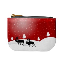 Reindeer In Snow Mini Coin Purses by Nexatart