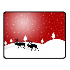 Reindeer In Snow Double Sided Fleece Blanket (small)  by Nexatart