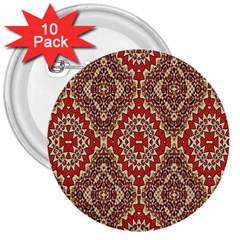 Seamless Carpet Pattern 3  Buttons (10 Pack) 