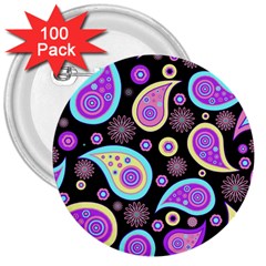 Paisley Pattern Background Colorful 3  Buttons (100 Pack) 