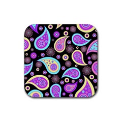 Paisley Pattern Background Colorful Rubber Coaster (square)  by Nexatart