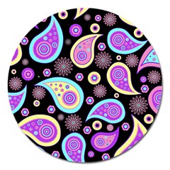 Paisley Pattern Background Colorful Magnet 5  (round)