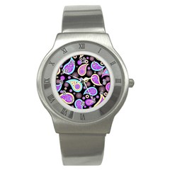 Paisley Pattern Background Colorful Stainless Steel Watch by Nexatart