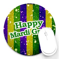 Happy Mardi Gras Poster Round Mousepads by dflcprints