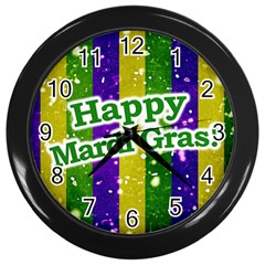 Happy Mardi Gras Poster Wall Clocks (black) by dflcprints