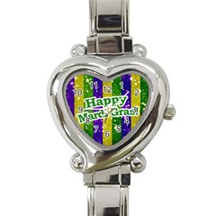 Happy Mardi Gras Poster Heart Italian Charm Watch by dflcprints