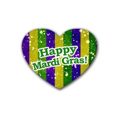 Happy Mardi Gras Poster Heart Coaster (4 Pack)  by dflcprints