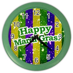 Happy Mardi Gras Poster Color Wall Clocks by dflcprints