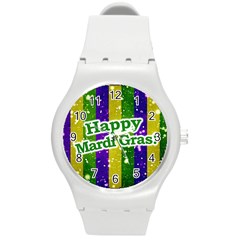 Happy Mardi Gras Poster Round Plastic Sport Watch (m) by dflcprints