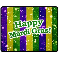 Happy Mardi Gras Poster Double Sided Fleece Blanket (medium)  by dflcprints