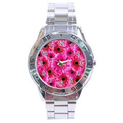 Gerbera Flower Nature Pink Blosso Stainless Steel Analogue Watch