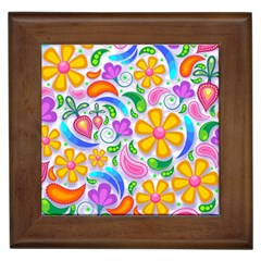 Floral Paisley Background Flower Framed Tiles by Nexatart