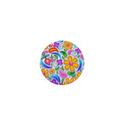 Floral Paisley Background Flower 1  Mini Magnets by Nexatart