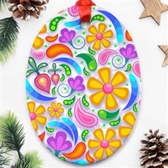 Floral Paisley Background Flower Ornament (oval) by Nexatart