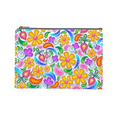 Floral Paisley Background Flower Cosmetic Bag (large)  by Nexatart