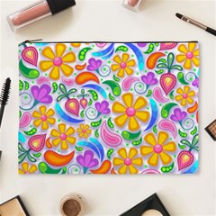 Floral Paisley Background Flower Cosmetic Bag (xl) by Nexatart