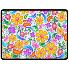 Floral Paisley Background Flower Fleece Blanket (large)  by Nexatart