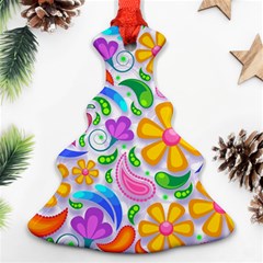 Floral Paisley Background Flower Christmas Tree Ornament (two Sides) by Nexatart