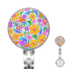 Floral Paisley Background Flower Stainless Steel Nurses Watch by Nexatart