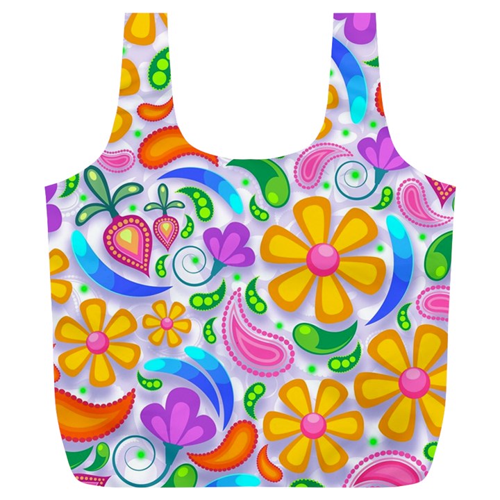 Floral Paisley Background Flower Full Print Recycle Bags (L) 