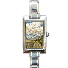 Valley And Andes Range Mountains Latacunga Ecuador Rectangle Italian Charm Watch by dflcprints