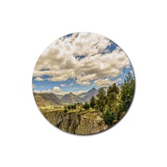 Valley And Andes Range Mountains Latacunga Ecuador Rubber Coaster (round)  by dflcprints