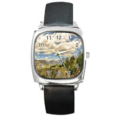 Valley And Andes Range Mountains Latacunga Ecuador Square Metal Watch by dflcprints