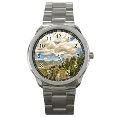 Valley And Andes Range Mountains Latacunga Ecuador Sport Metal Watch by dflcprints