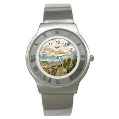 Valley And Andes Range Mountains Latacunga Ecuador Stainless Steel Watch by dflcprints