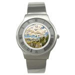 Valley And Andes Range Mountains Latacunga Ecuador Stainless Steel Watch Front