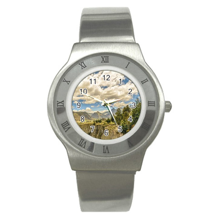 Valley And Andes Range Mountains Latacunga Ecuador Stainless Steel Watch