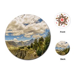 Valley And Andes Range Mountains Latacunga Ecuador Playing Cards (round)  by dflcprints